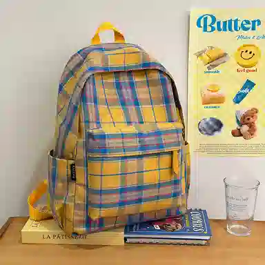 宝琳卡 时尚格子初中高中学生 尼龙 双肩包 男女同款情侣款 多色