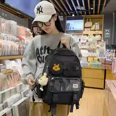 宝琳卡森系旅游女背包清新可爱时尚旅游尼龙休闲双肩包初高中校园书包 女款 多色