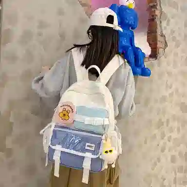 宝琳卡森系旅游女背包清新可爱时尚旅游尼龙休闲双肩包初高中校园书包 女款 多色