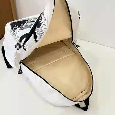 宝琳卡 个性时尚日系涂鸦潮流 涤纶 双肩包 男女同款情侣款 白色/黑色