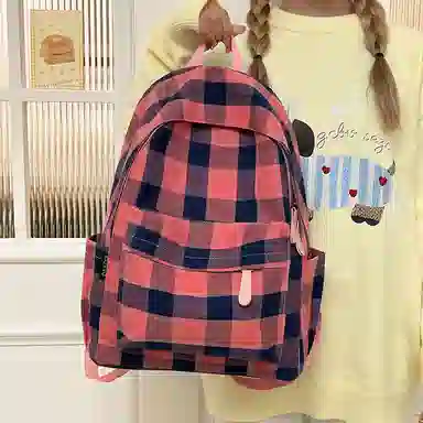 宝琳卡 时尚格子初中高中学生 尼龙 双肩包 男女同款情侣款 多色
