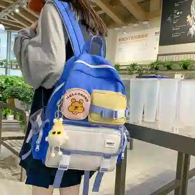 宝琳卡森系旅游女背包清新可爱时尚旅游尼龙休闲双肩包初高中校园书包 女款 多色