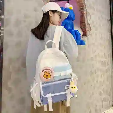 宝琳卡森系旅游女背包清新可爱时尚旅游尼龙休闲双肩包初高中校园书包 女款 多色