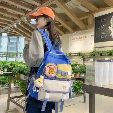 宝琳卡森系旅游女背包清新可爱时尚旅游尼龙休闲双肩包初高中校园书包 女款 多色