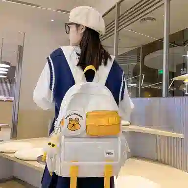 宝琳卡森系旅游女背包清新可爱时尚旅游尼龙休闲双肩包初高中校园书包 女款 多色