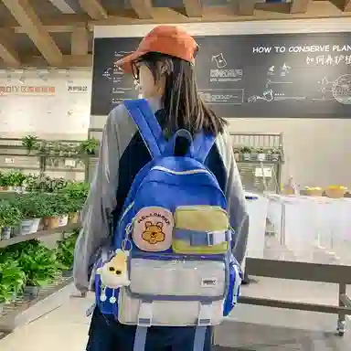 宝琳卡森系旅游女背包清新可爱时尚旅游尼龙休闲双肩包初高中校园书包 女款 多色