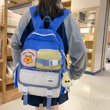 宝琳卡森系旅游女背包清新可爱时尚旅游尼龙休闲双肩包初高中校园书包 女款 多色