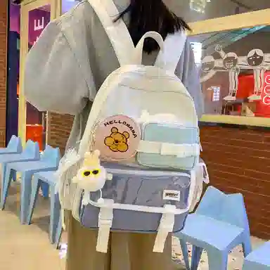 宝琳卡森系旅游女背包清新可爱时尚旅游尼龙休闲双肩包初高中校园书包 女款 多色