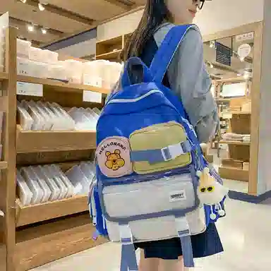 宝琳卡森系旅游女背包清新可爱时尚旅游尼龙休闲双肩包初高中校园书包 女款 多色