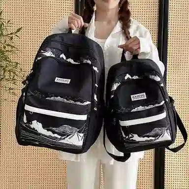 宝琳卡 个性时尚日系涂鸦潮流 涤纶 双肩包 男女同款情侣款 白色/黑色