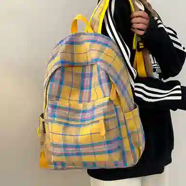 宝琳卡 时尚格子初中高中学生 尼龙 双肩包 男女同款情侣款 多色