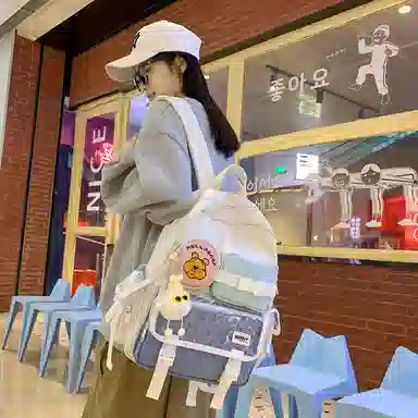 宝琳卡森系旅游女背包清新可爱时尚旅游尼龙休闲双肩包初高中校园书包 女款 多色