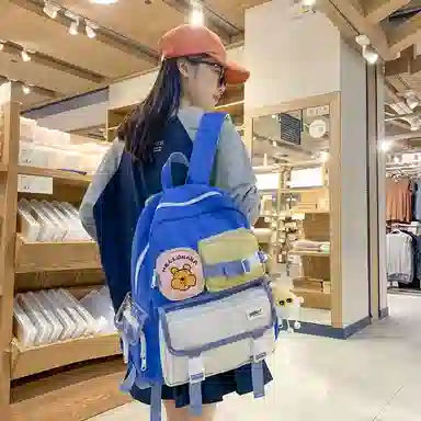 宝琳卡森系旅游女背包清新可爱时尚旅游尼龙休闲双肩包初高中校园书包 女款 多色