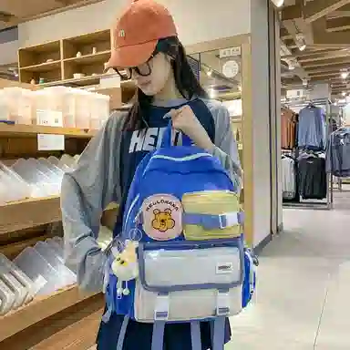 宝琳卡森系旅游女背包清新可爱时尚旅游尼龙休闲双肩包初高中校园书包 女款 多色