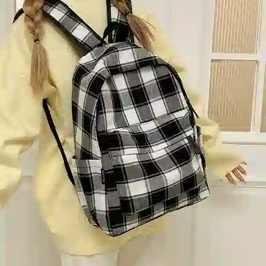 宝琳卡 时尚格子初中高中学生 尼龙 双肩包 男女同款情侣款 多色