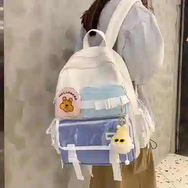 宝琳卡森系旅游女背包清新可爱时尚旅游尼龙休闲双肩包初高中校园书包 女款 多色