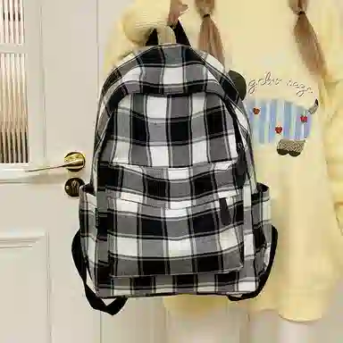 宝琳卡 时尚格子初中高中学生 尼龙 双肩包 男女同款情侣款 多色