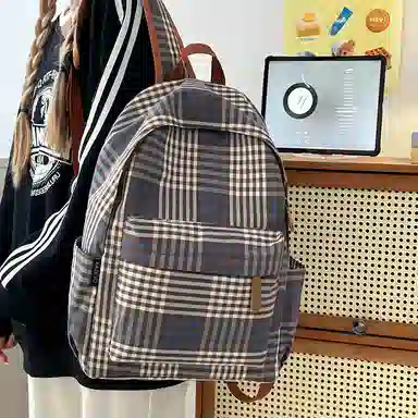 宝琳卡 时尚格子初中高中学生 尼龙 双肩包 男女同款情侣款 多色