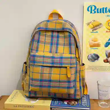 宝琳卡 时尚格子初中高中学生 尼龙 双肩包 男女同款情侣款 多色