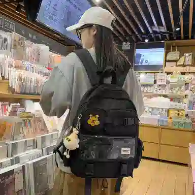 宝琳卡森系旅游女背包清新可爱时尚旅游尼龙休闲双肩包初高中校园书包 女款 多色