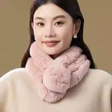 上海故事 秋冬獭兔毛加绒加厚双面绒毛保暖舒适百搭礼盒包装 绒线围巾 女款