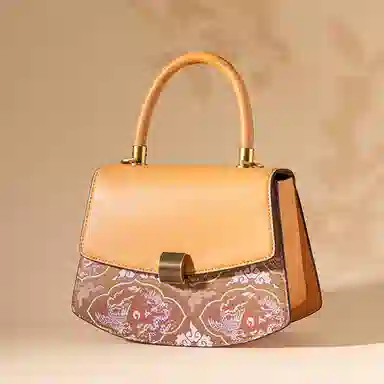 上海故事 刺绣宋锦新中式国风 桑蚕丝 手提包 中号 女款 阳光橙