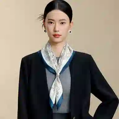 上海故事 双面印花人字纹中方巾 桑蚕丝 丝巾 女款