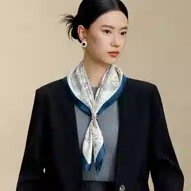 上海故事 双面印花人字纹中方巾 桑蚕丝 丝巾 女款