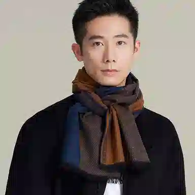 上海故事 敦和风雅 柔软舒适结构紧密 毛边流苏设计 绒线围巾 男款