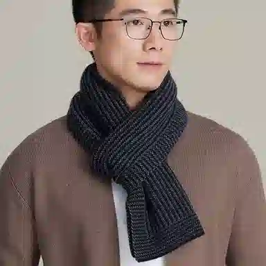 上海故事 山羊绒针织工艺结构紧密精致锁边柔软舒适保暖百搭 礼盒包装 绒线围巾 男款