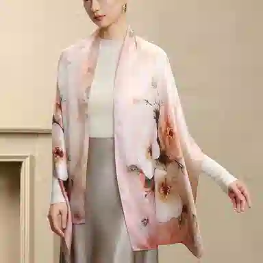 上海故事 桑蚕丝亲肤柔软真丝印花长巾披肩舒适透气妈妈款礼盒包装 丝巾 男女同款情侣款