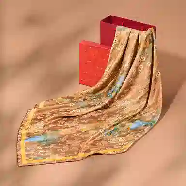 上海故事 【专柜同款】提花双面印花大方巾精致古典优雅真丝 桑蚕丝 丝巾 女款