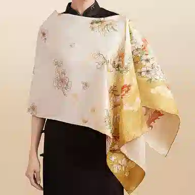 故宫联名 上海故事 龙跃凤鸣高品质提花绫长巾温润透气润肤礼盒包装 桑蚕丝 披肩 女款