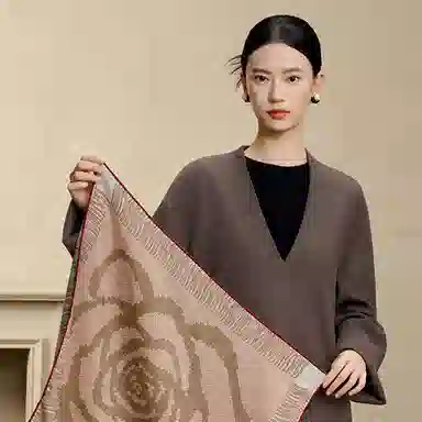 上海故事 真丝羊毛中方巾提花 桑蚕丝 丝巾 女款