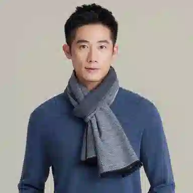 上海故事 敦和风雅 柔软舒适结构紧密 毛边流苏设计 绒线围巾 男款