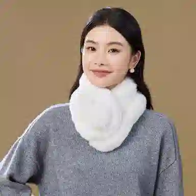 上海故事 秋冬獭兔毛加绒加厚双面绒毛保暖舒适百搭礼盒包装 绒线围巾 女款