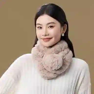 上海故事 秋冬獭兔毛加绒加厚双面绒毛保暖舒适百搭礼盒包装 绒线围巾 女款