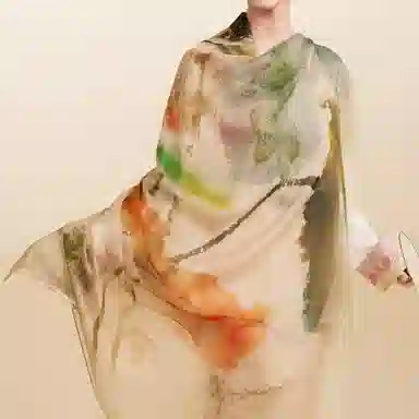 上海故事 清韵不染真丝非遗文化薯莨纱丝绸工艺色泽典雅植物清香防蚊驱虫柔滑细腻 披肩 女款