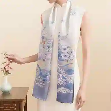 故宫联名 上海故事 龙跃凤鸣高品质提花绫长巾温润透气润肤礼盒包装 桑蚕丝 披肩 女款