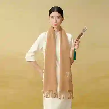 上海故事 花卉刺绣加厚保暖精致舒适优雅柔软 绵羊毛 绒线围巾 女款