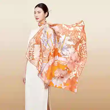 故宫联名 上海故事 大方巾双面印花柔滑细腻轻盈透气礼盒包装 丝巾 女款