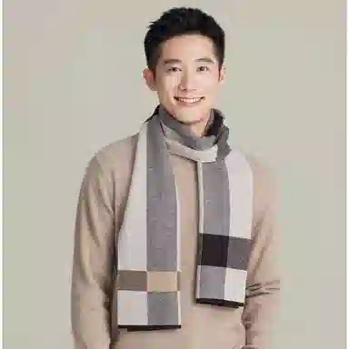 上海故事 风华正茂针织工艺亲肤保暖纤维细腻柔软顺滑简约时尚舒适高级感多色选择 绵羊毛 绒线围巾 男款