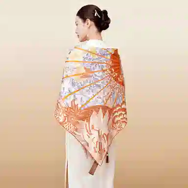 故宫联名 上海故事 大方巾双面印花柔滑细腻轻盈透气礼盒包装 丝巾 女款