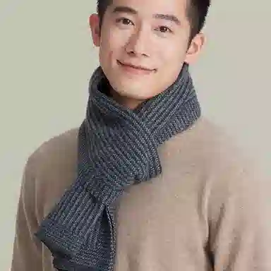 上海故事 山羊绒针织工艺结构紧密精致锁边柔软舒适保暖百搭 礼盒包装 绒线围巾 男款