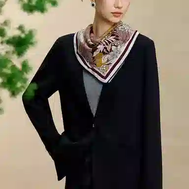 上海故事 围巾双面印花人字纹中方巾 绵羊毛 丝巾 女款