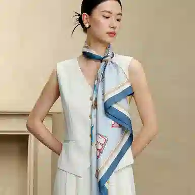 上海故事 双面印花真丝披肩大方巾 桑蚕丝 丝巾 男女同款情侣款