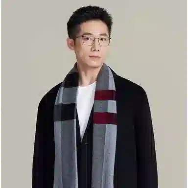 上海故事 风华正茂针织工艺亲肤保暖纤维细腻柔软顺滑简约时尚舒适高级感多色选择 绵羊毛 绒线围巾 男款