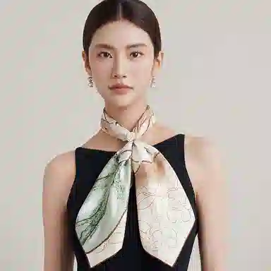 上海故事 山茶花语双面印花真丝中方巾顺滑抗皱亲肤柔软奢华 丝巾 女款