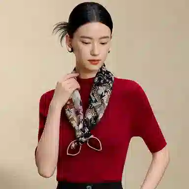 上海故事 围巾双面印花人字纹中方巾 绵羊毛 丝巾 女款