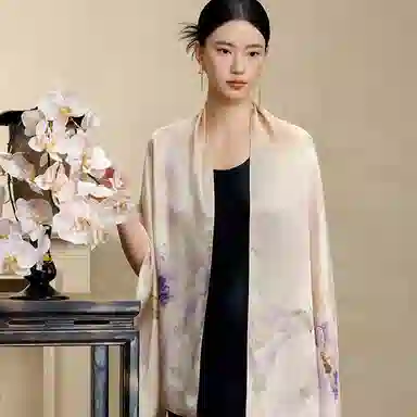 上海故事 桑蚕丝亲肤柔软真丝印花长巾披肩舒适透气妈妈款礼盒包装 丝巾 男女同款情侣款